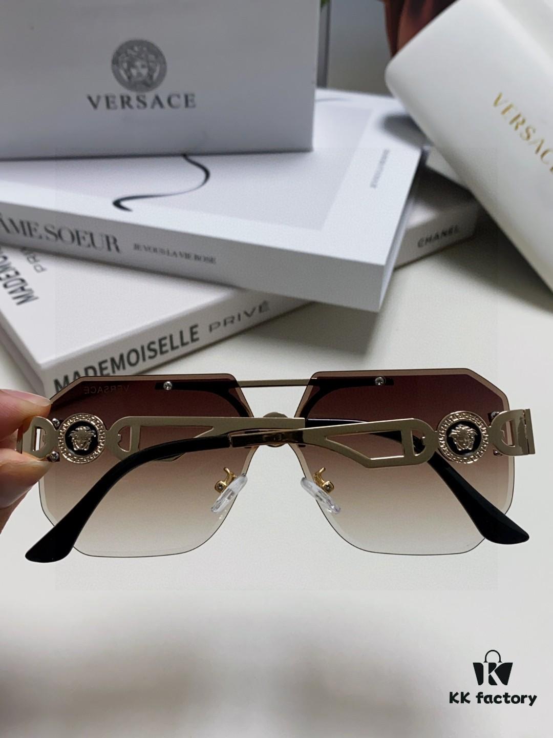 VERSACE 2025 Women's Square Oversized Full-Rim Sunglasses, European Fashion Carved Design, Xiaohongshu Style