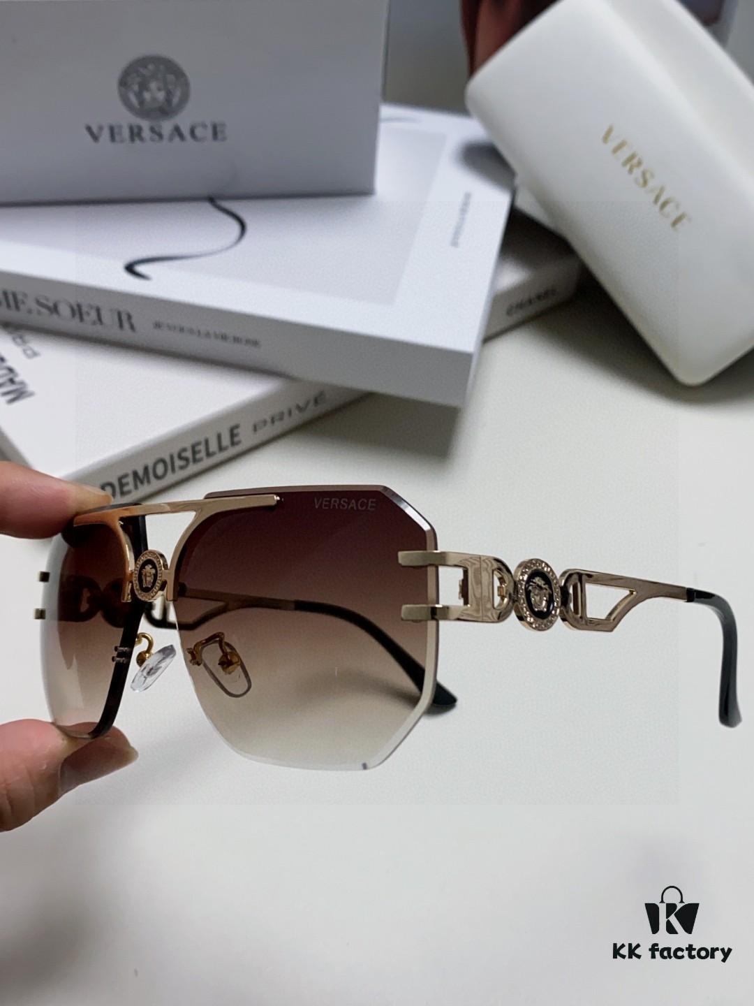 VERSACE 2025 Women's Square Oversized Full-Rim Sunglasses, European Fashion Carved Design, Xiaohongshu Style
