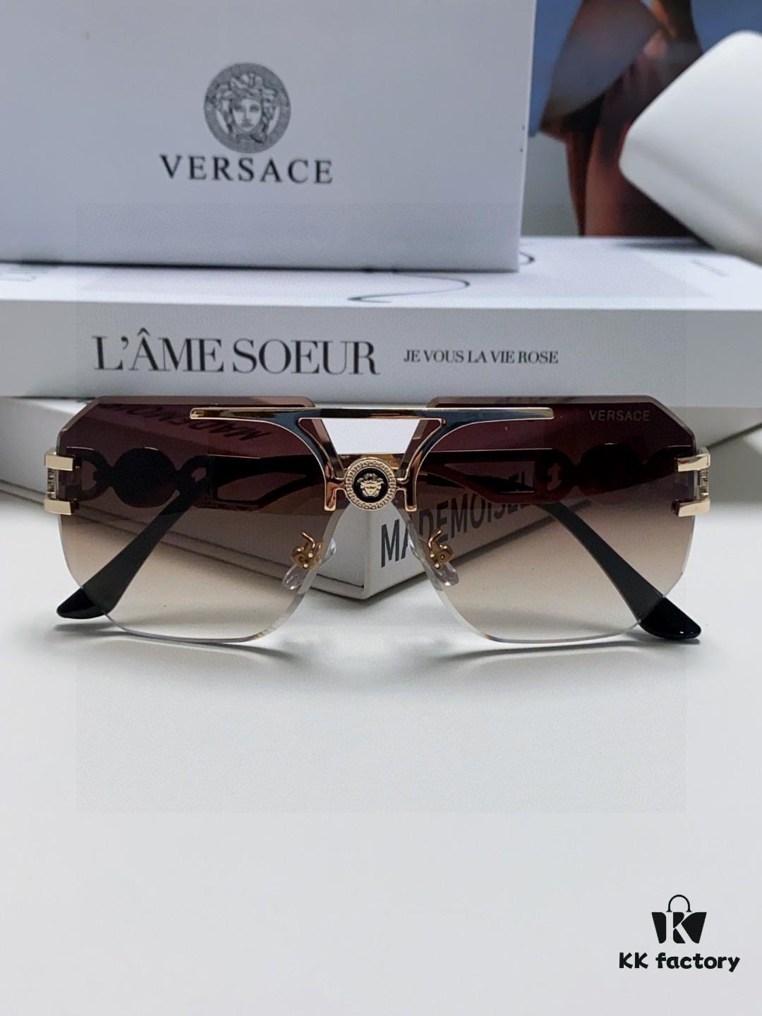 VERSACE 2025 Women's Square Oversized Full-Rim Sunglasses, European Fashion Carved Design, Xiaohongshu Style