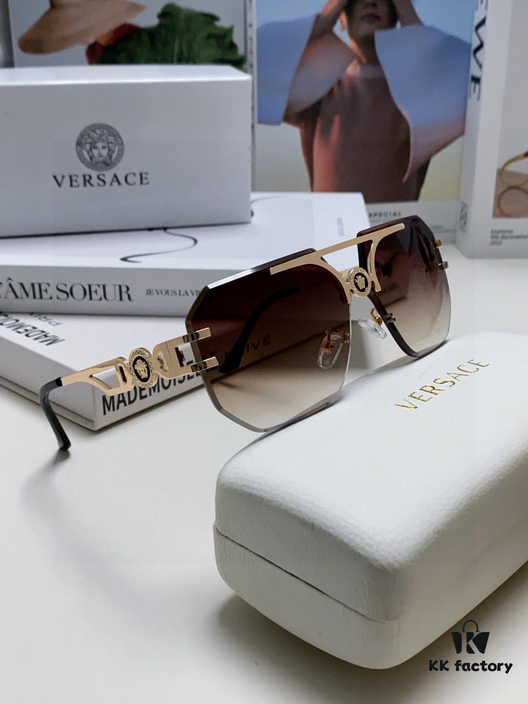 VERSACE 2025 Women's Square Oversized Full-Rim Sunglasses, European Fashion Carved Design, Xiaohongshu Style