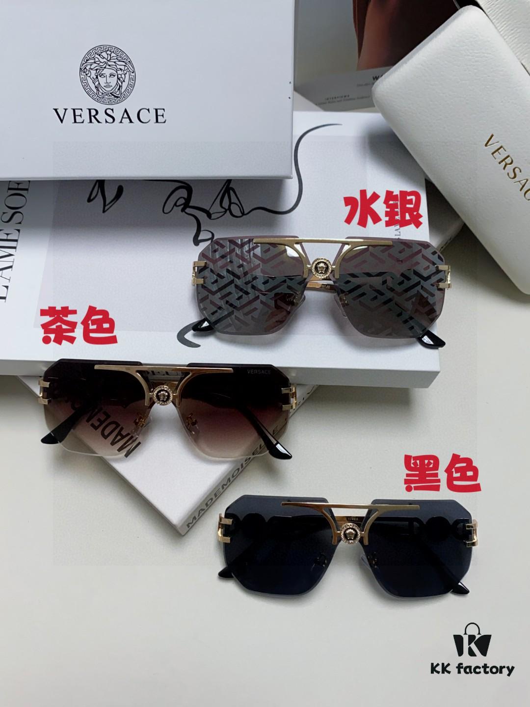 VERSACE 2025 Women's Square Oversized Full-Rim Sunglasses, European Fashion Carved Design, Xiaohongshu Style