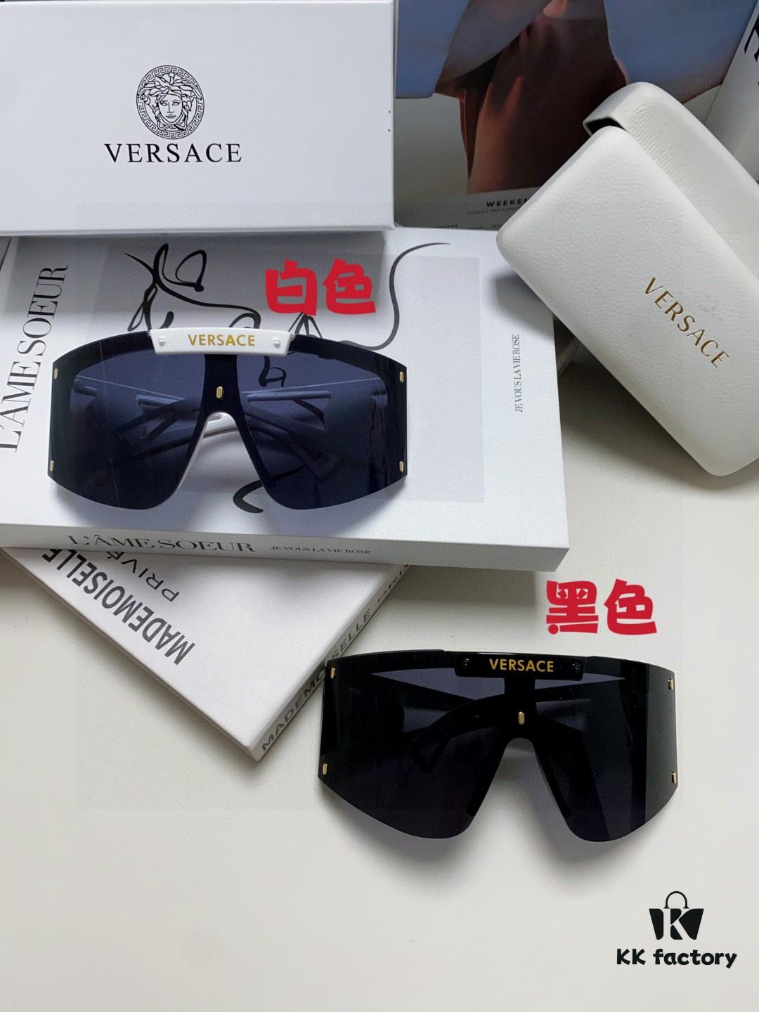 Versace 2025 New Arrival European and American Style One-Piece Sunglasses, Fashionable Oversized Hollow-Out Sunglasses for Men and Women