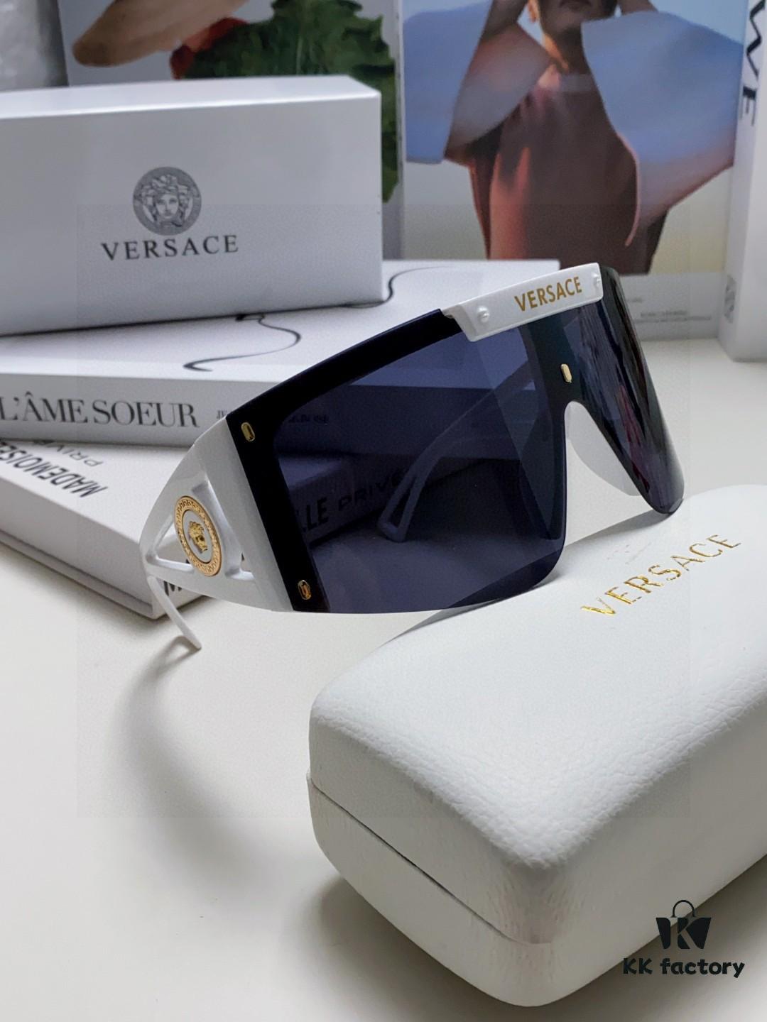 Versace 2025 New Arrival European and American Style One-Piece Sunglasses, Fashionable Oversized Hollow-Out Sunglasses for Men and Women