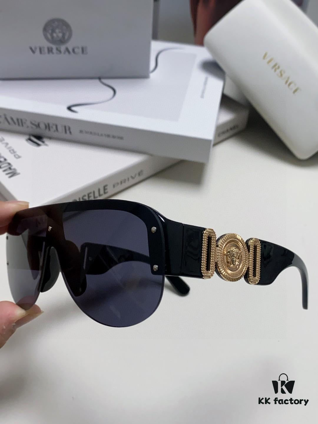 Versace Men's One-Piece Aviator Sunglasses, Retro Oversized Unisex Fashion Shades