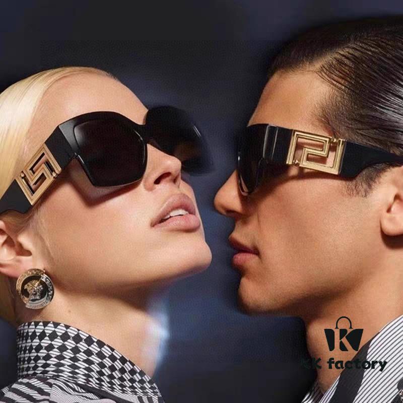 Versace 2025 Women's Trendy Avant-Garde Street-Style Oversized Square Sunglasses with Cut-Out Design, UV-Protective Fashion Sun Glasses