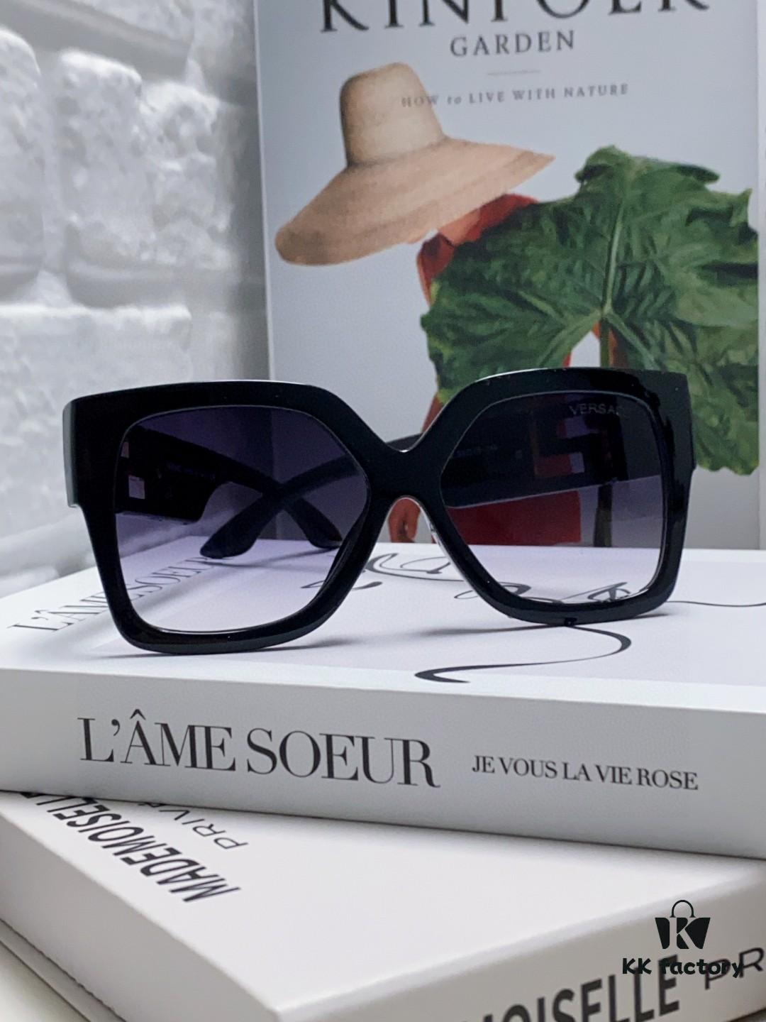 Versace 2025 Women's Trendy Avant-Garde Street-Style Oversized Square Sunglasses with Cut-Out Design, UV-Protective Fashion Sun Glasses