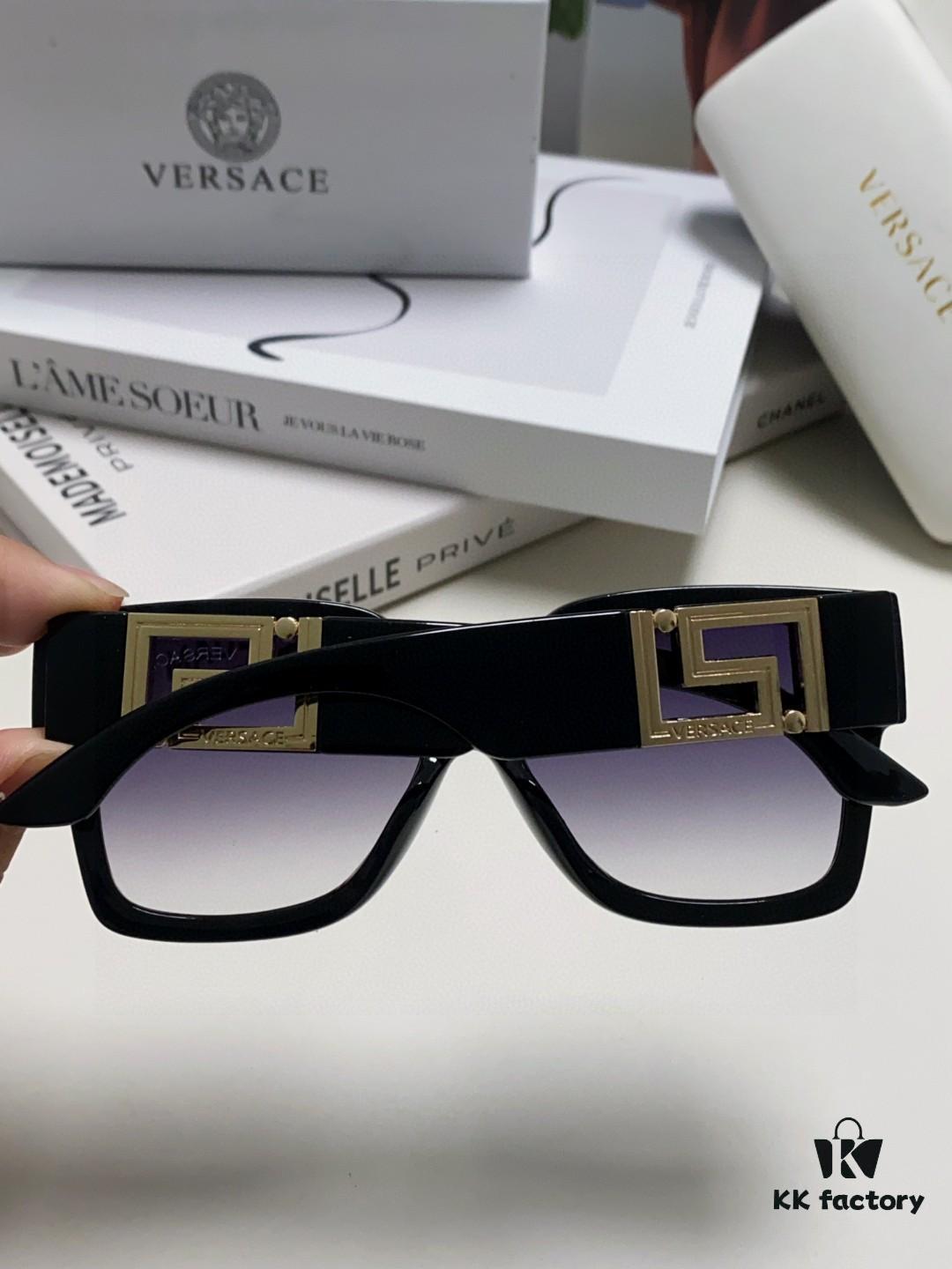 Versace 2025 Women's Trendy Avant-Garde Street-Style Oversized Square Sunglasses with Cut-Out Design, UV-Protective Fashion Sun Glasses