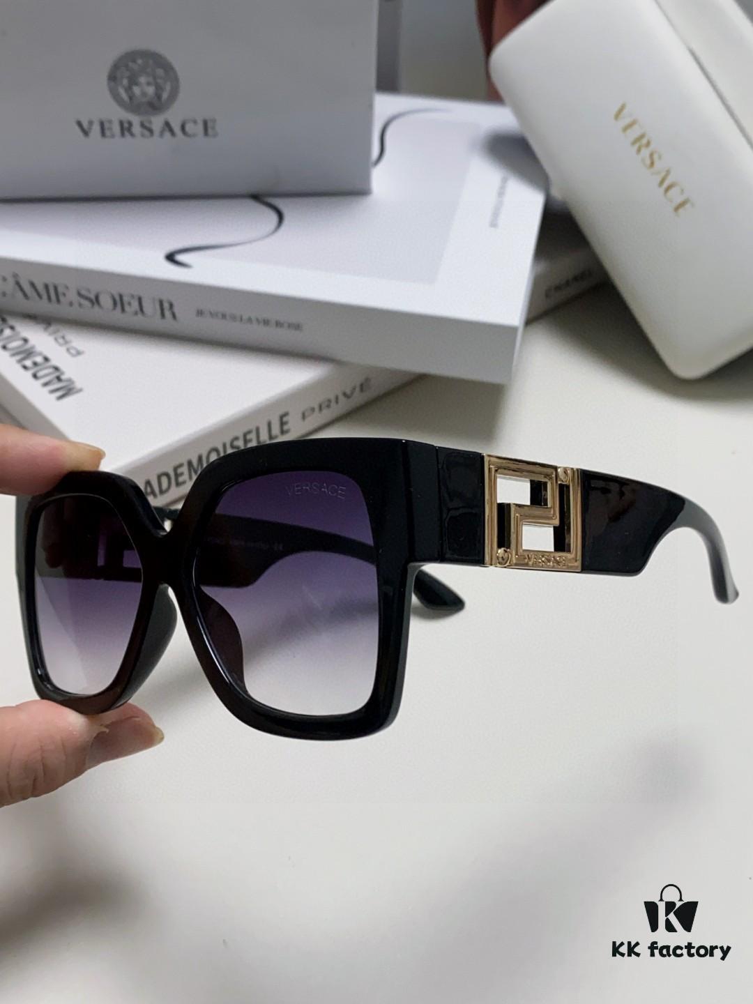 Versace 2025 Women's Trendy Avant-Garde Street-Style Oversized Square Sunglasses with Cut-Out Design, UV-Protective Fashion Sun Glasses