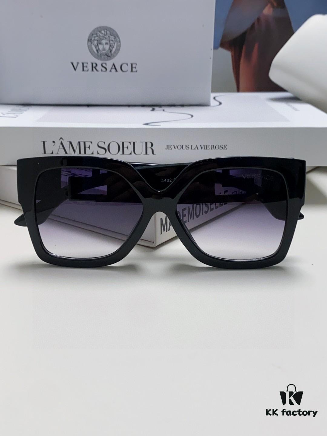 Versace 2025 Women's Trendy Avant-Garde Street-Style Oversized Square Sunglasses with Cut-Out Design, UV-Protective Fashion Sun Glasses