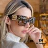 Versace 2025 Women's Sunglasses, Trendy Avant-Garde Street-Style Oversized Square Frame Sun Glasses with Cut-Out Design, UV-Protective Fashion Eyewear