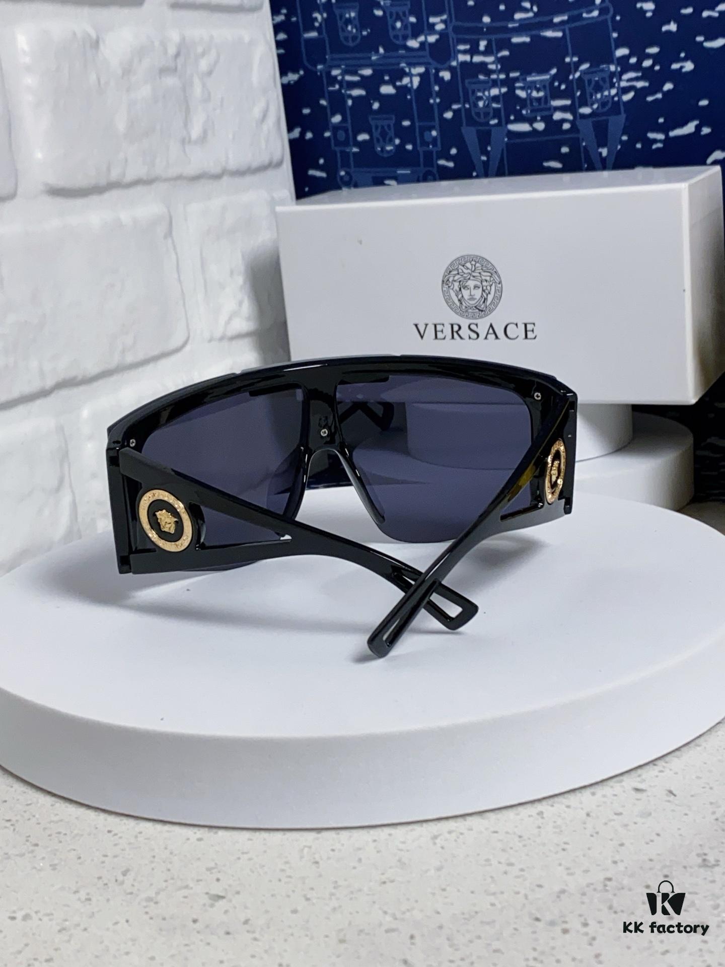 Versace 2025 New Arrival European and American Style One-Piece Sunglasses, Fashionable Oversized Hollow-Out Sunglasses for Men and Women
