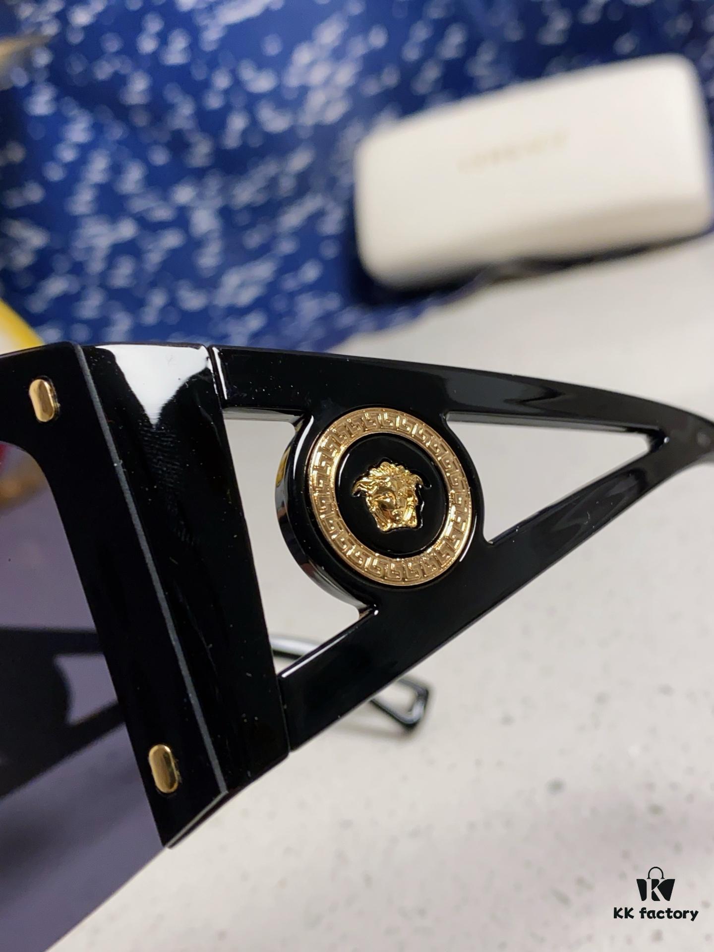 Versace 2025 New Arrival European and American Style One-Piece Sunglasses, Fashionable Oversized Hollow-Out Sunglasses for Men and Women