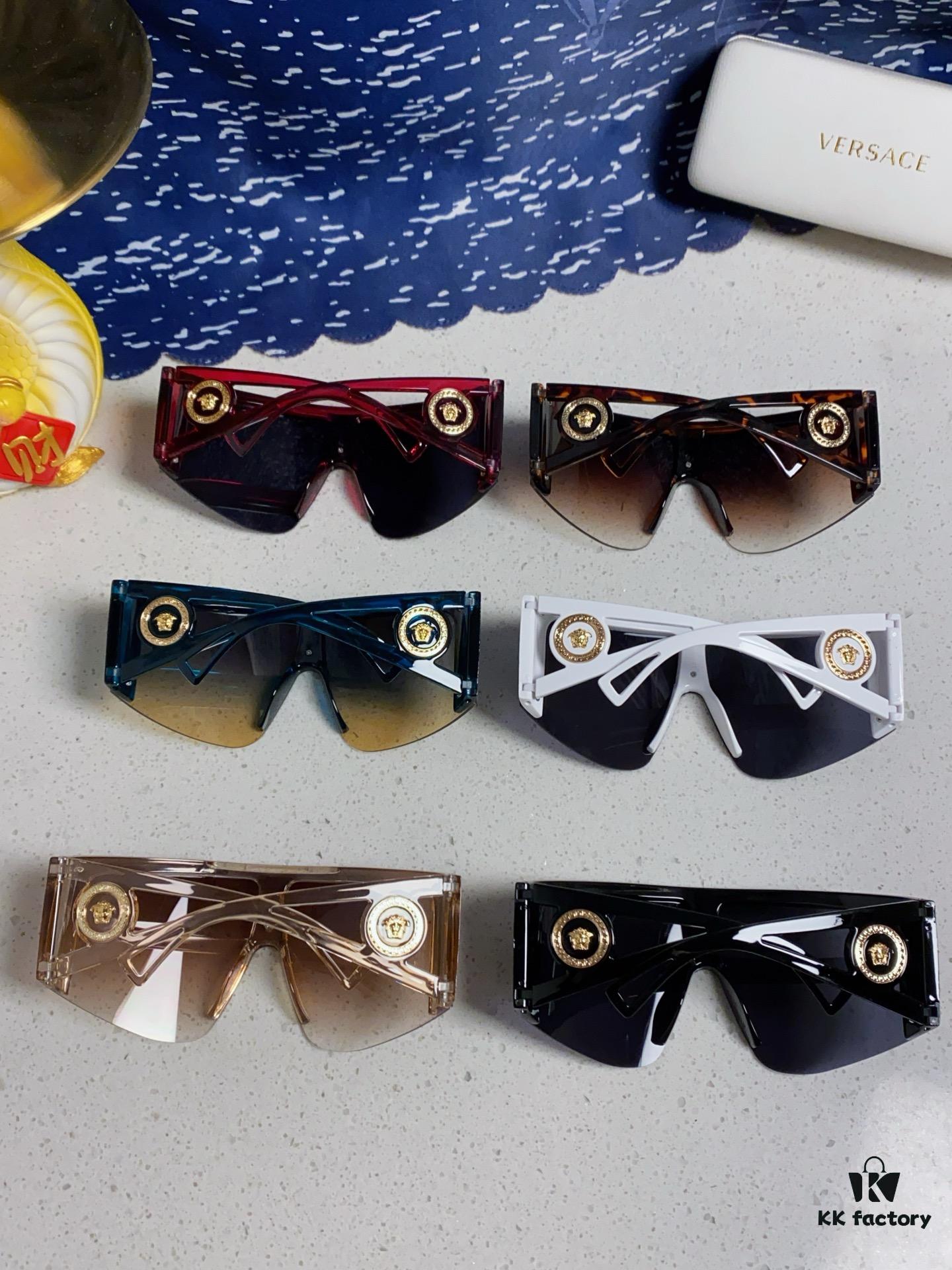 Versace 2025 New Arrival European and American Style One-Piece Oversized Hollow-Out Sunglasses, Fashionable Unisex Sun Glasses