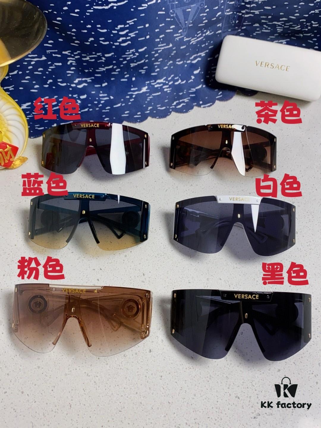 Versace 2025 New Arrival European and American Style One-Piece Oversized Hollow-Out Sunglasses, Fashionable Unisex Sun Glasses