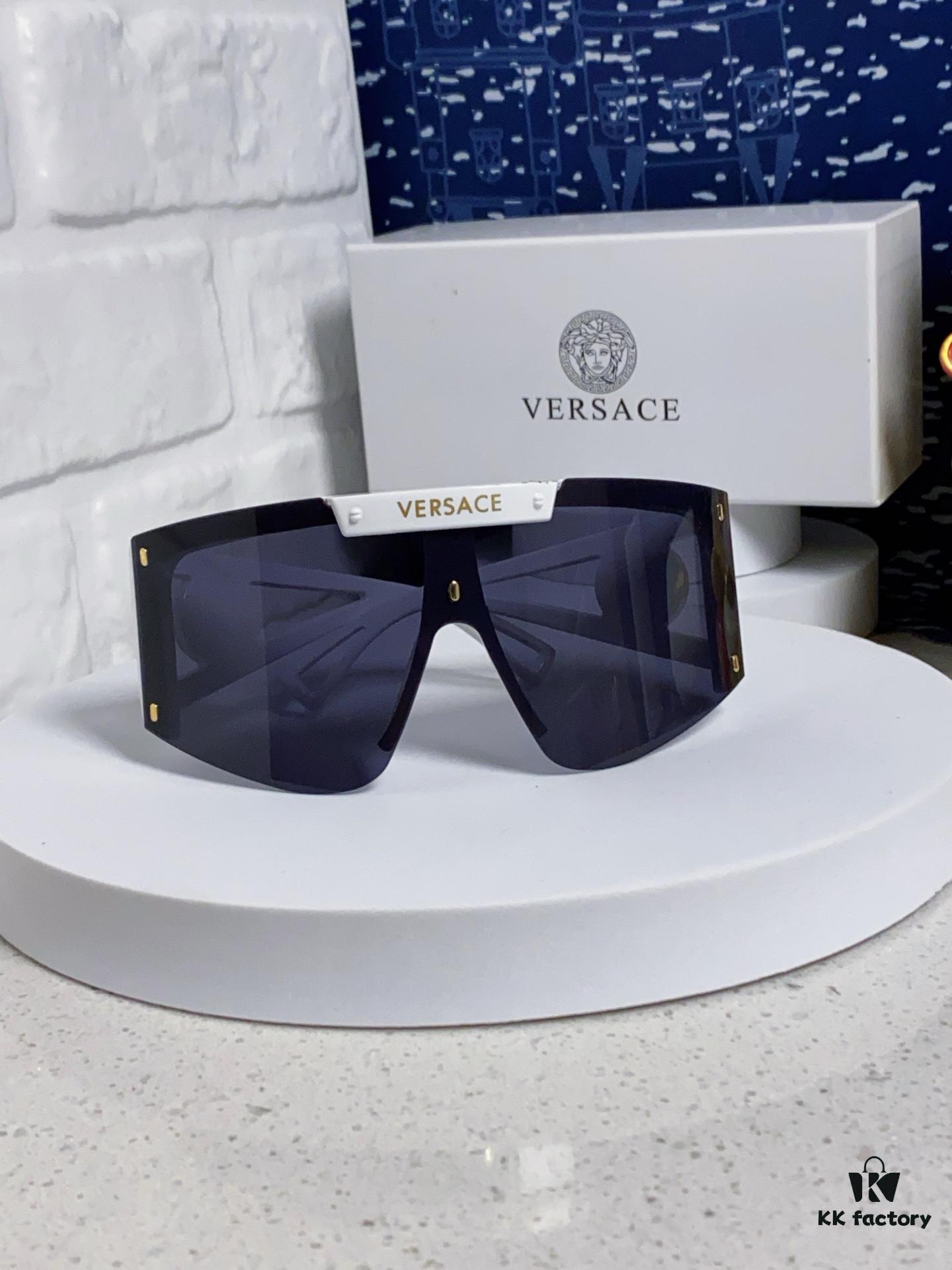 Versace 2025 New Arrival European and American Style One-Piece Sunglasses, Fashionable Oversized Hollow-Out Sunglasses for Men and Women