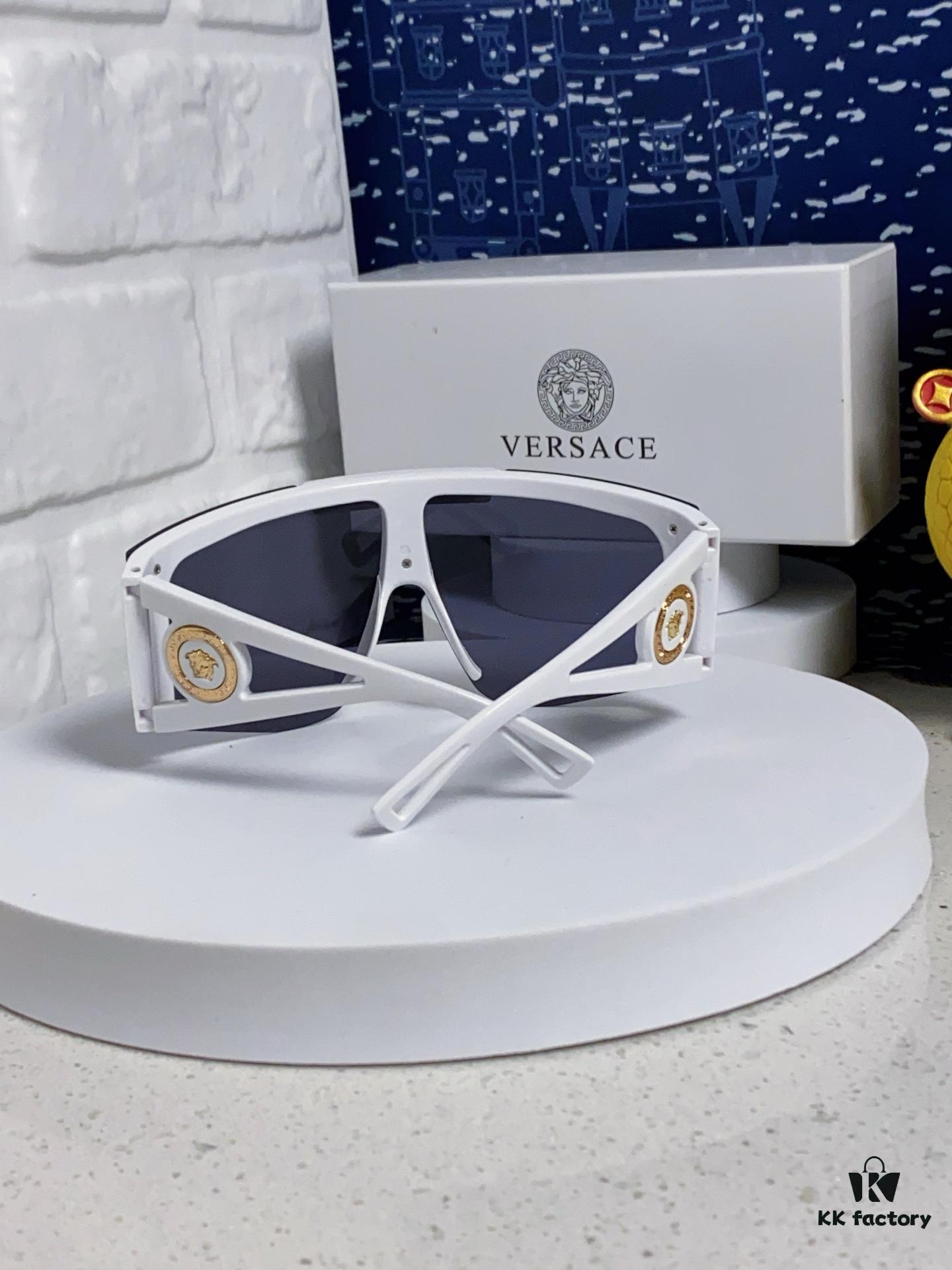 Versace 2025 New Arrival European and American Style One-Piece Sunglasses, Fashionable Oversized Hollow-Out Sunglasses for Men and Women