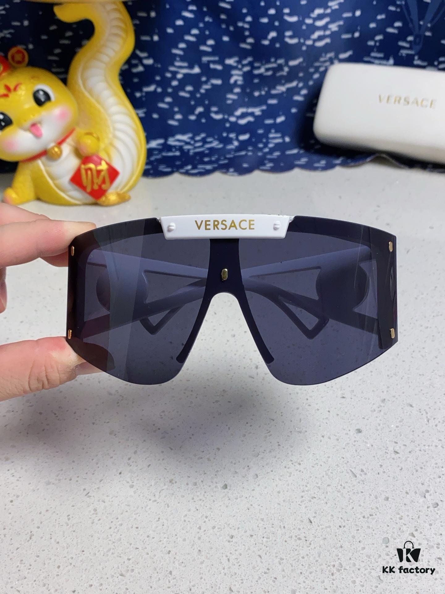 Versace 2025 New Arrival European and American Style One-Piece Sunglasses, Fashionable Oversized Hollow-Out Sunglasses for Men and Women