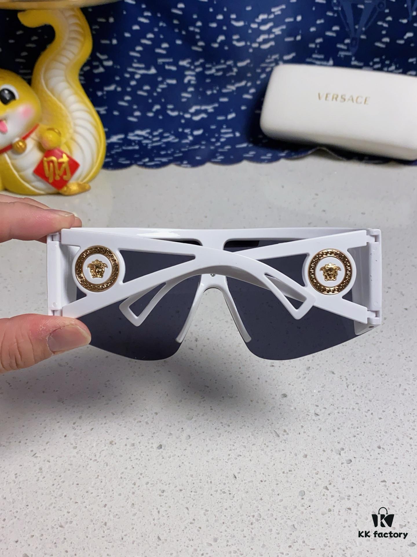 Versace 2025 New Arrival European and American Style One-Piece Sunglasses, Fashionable Oversized Hollow-Out Sunglasses for Men and Women