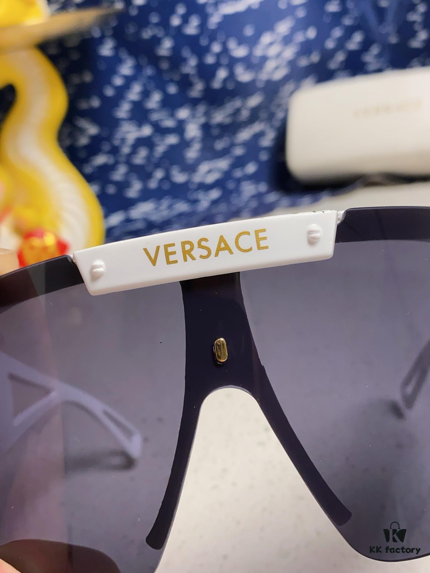 Versace 2025 New Arrival European and American Style One-Piece Sunglasses, Fashionable Oversized Hollow-Out Sunglasses for Men and Women