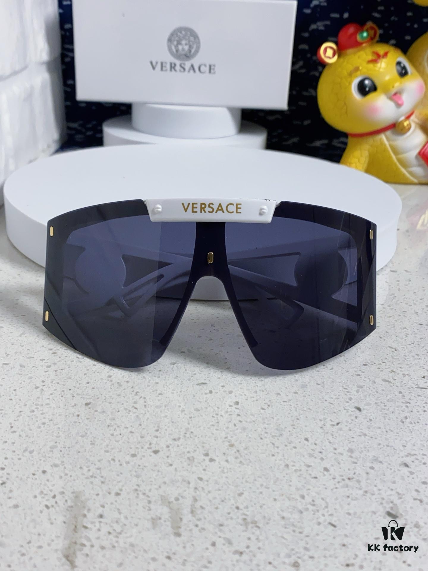 Versace 2025 New Arrival European and American Style One-Piece Sunglasses, Fashionable Oversized Hollow-Out Sunglasses for Men and Women