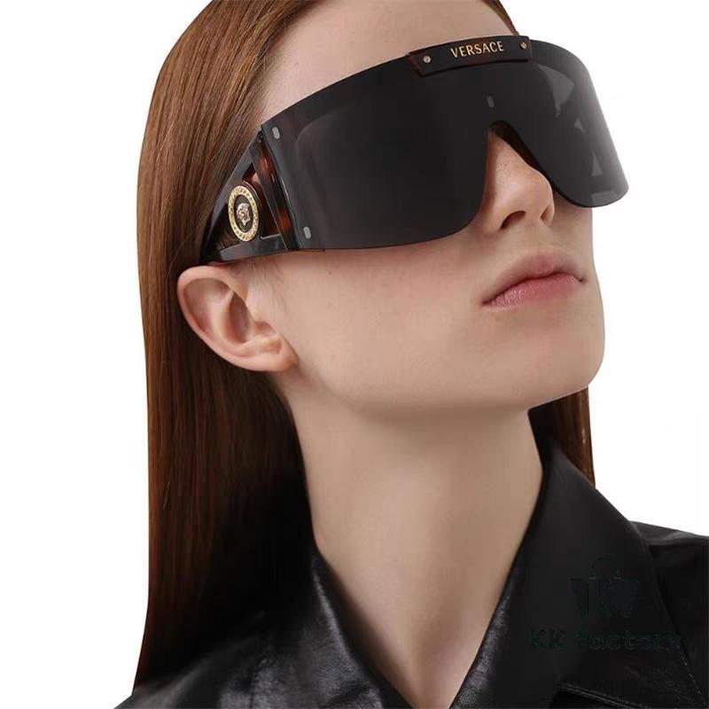 Versace 2025 New Arrival European and American Style One-Piece Oversized Hollow-Out Sunglasses, Fashionable Unisex Sun Glasses