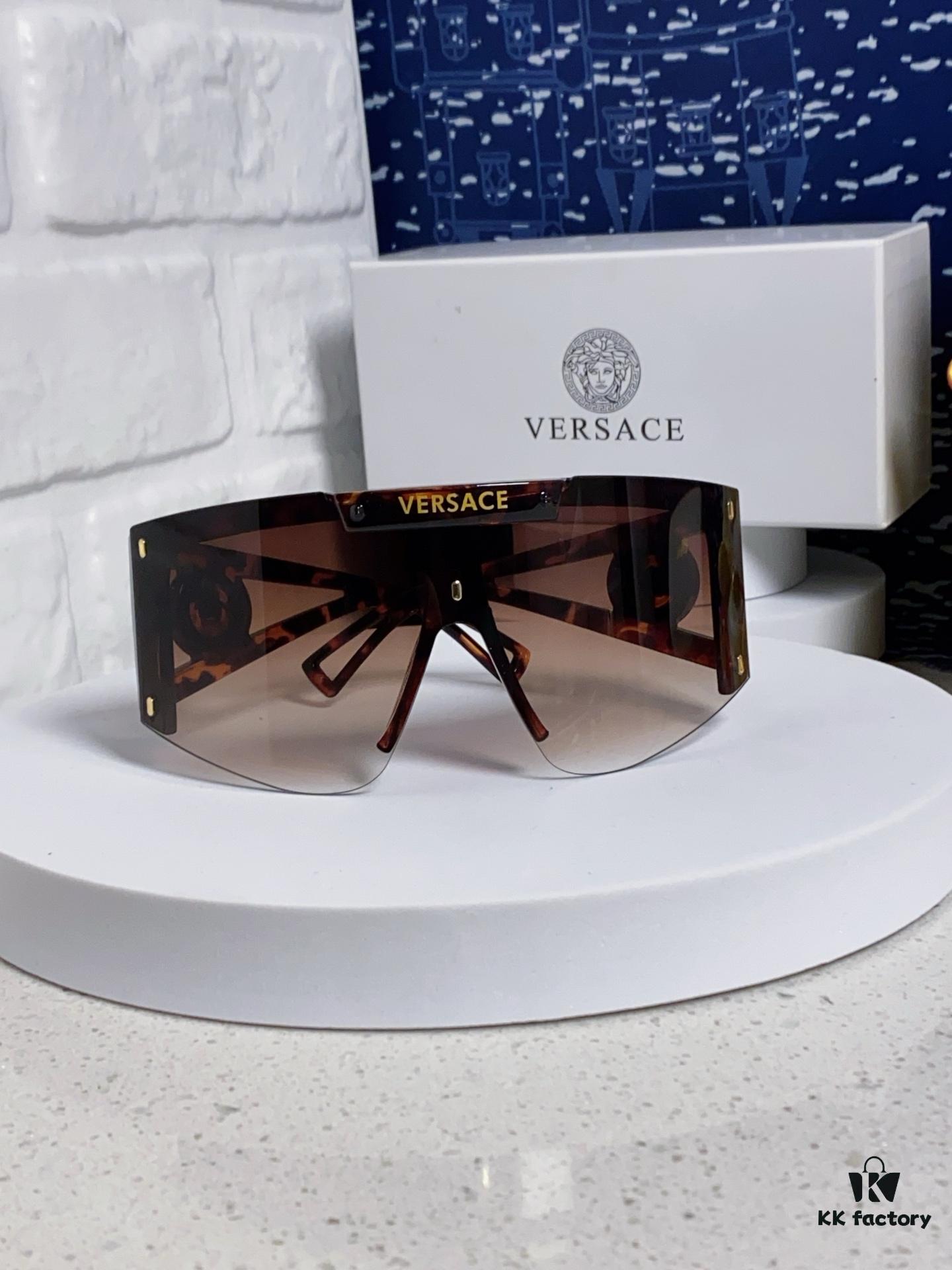 Versace 2025 New Arrival European and American Style One-Piece Oversized Hollow-Out Sunglasses, Fashionable Unisex Sun Glasses