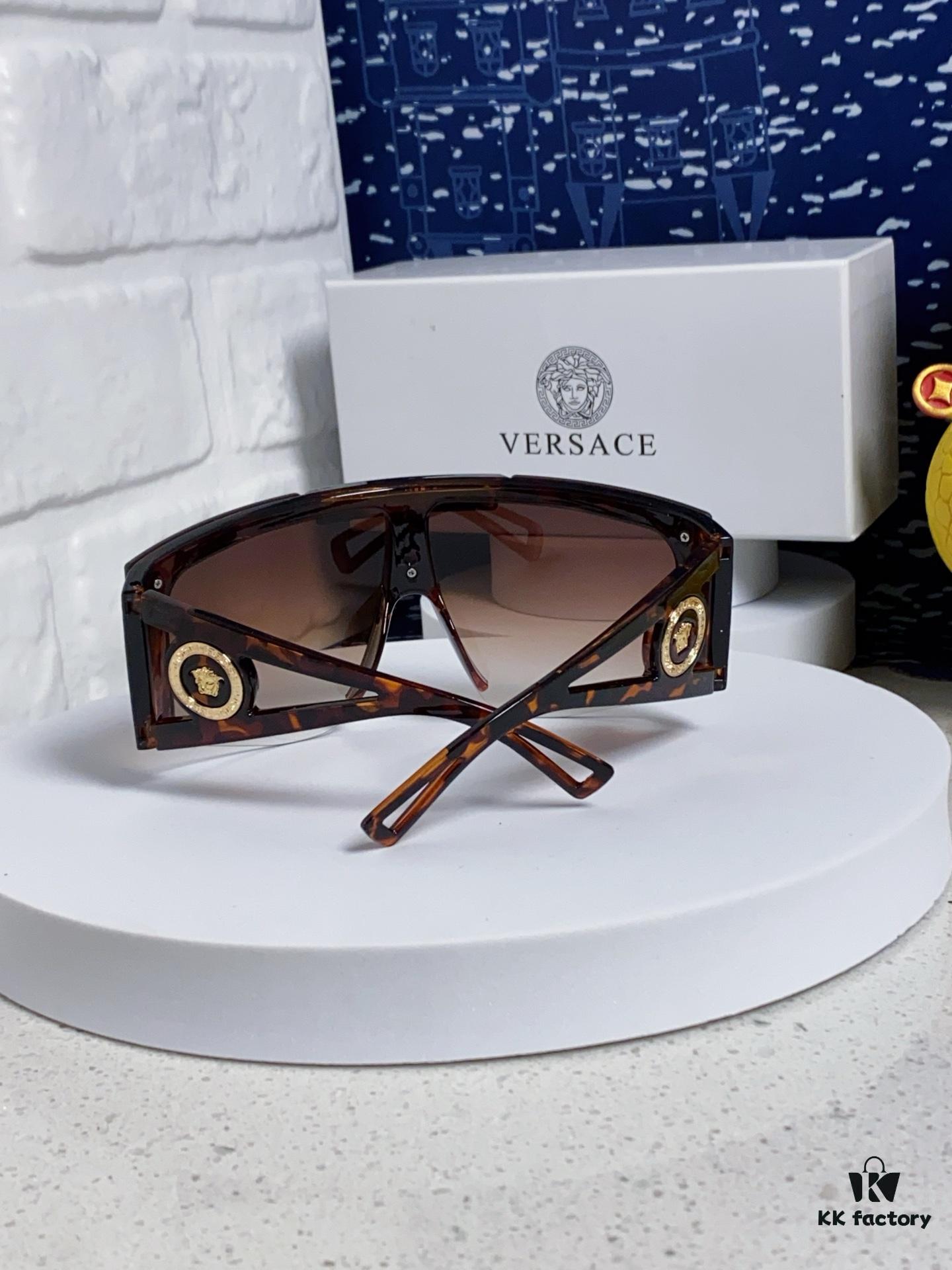 Versace 2025 New Arrival European and American Style One-Piece Oversized Hollow-Out Sunglasses, Fashionable Unisex Sun Glasses