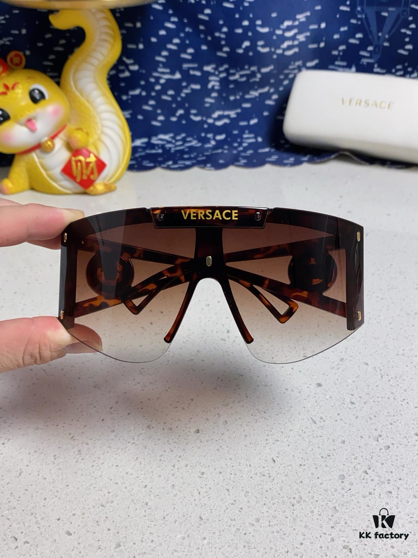 Versace 2025 New Arrival European and American Style One-Piece Oversized Hollow-Out Sunglasses, Fashionable Unisex Sun Glasses