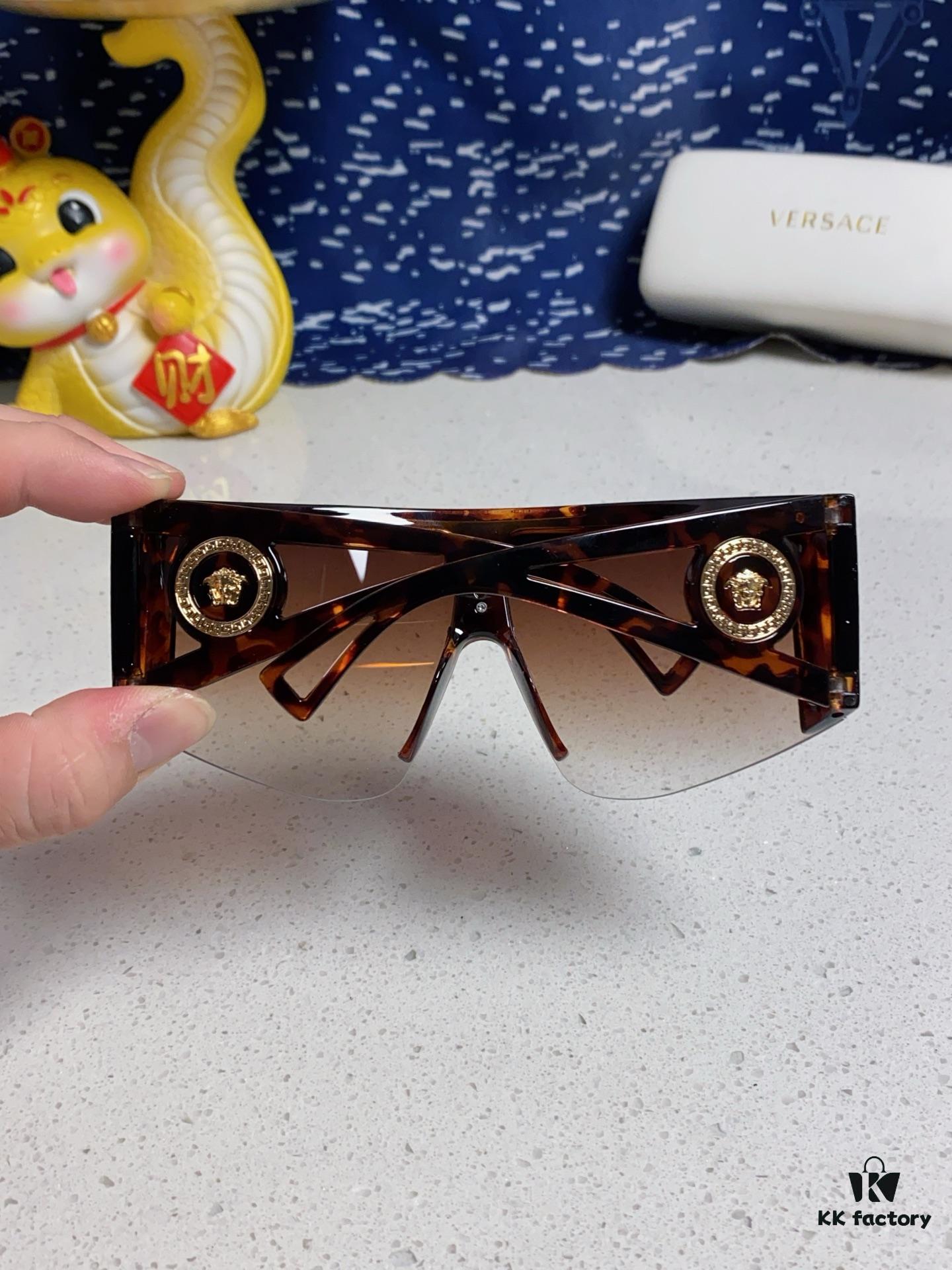 Versace 2025 New Arrival European and American Style One-Piece Oversized Hollow-Out Sunglasses, Fashionable Unisex Sun Glasses