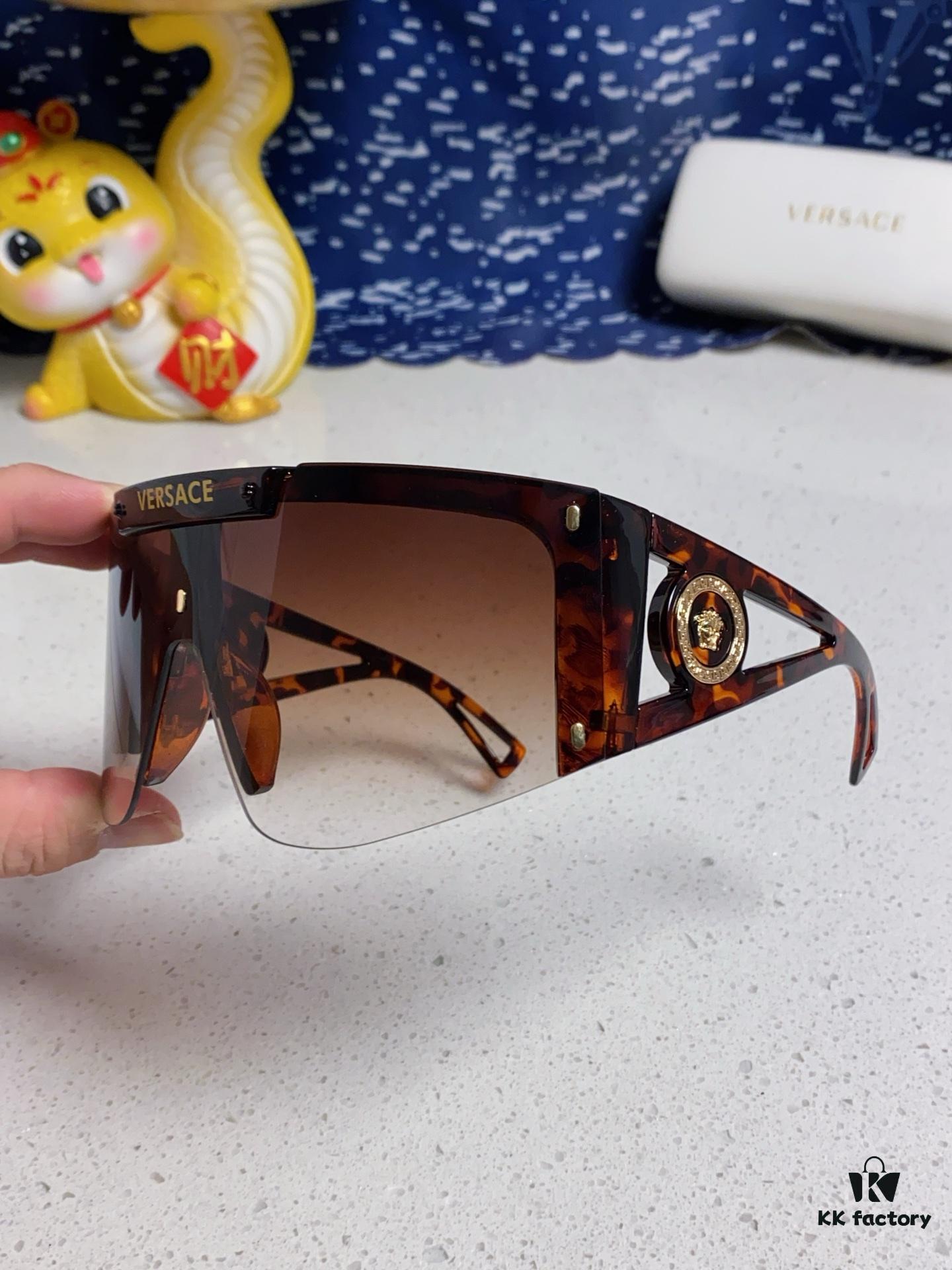 Versace 2025 New Arrival European and American Style One-Piece Oversized Hollow-Out Sunglasses, Fashionable Unisex Sun Glasses