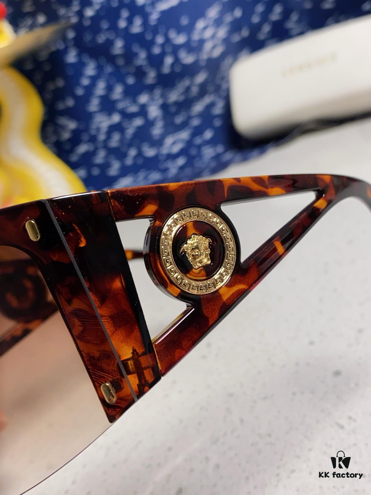Versace 2025 New Arrival European and American Style One-Piece Oversized Hollow-Out Sunglasses, Fashionable Unisex Sun Glasses