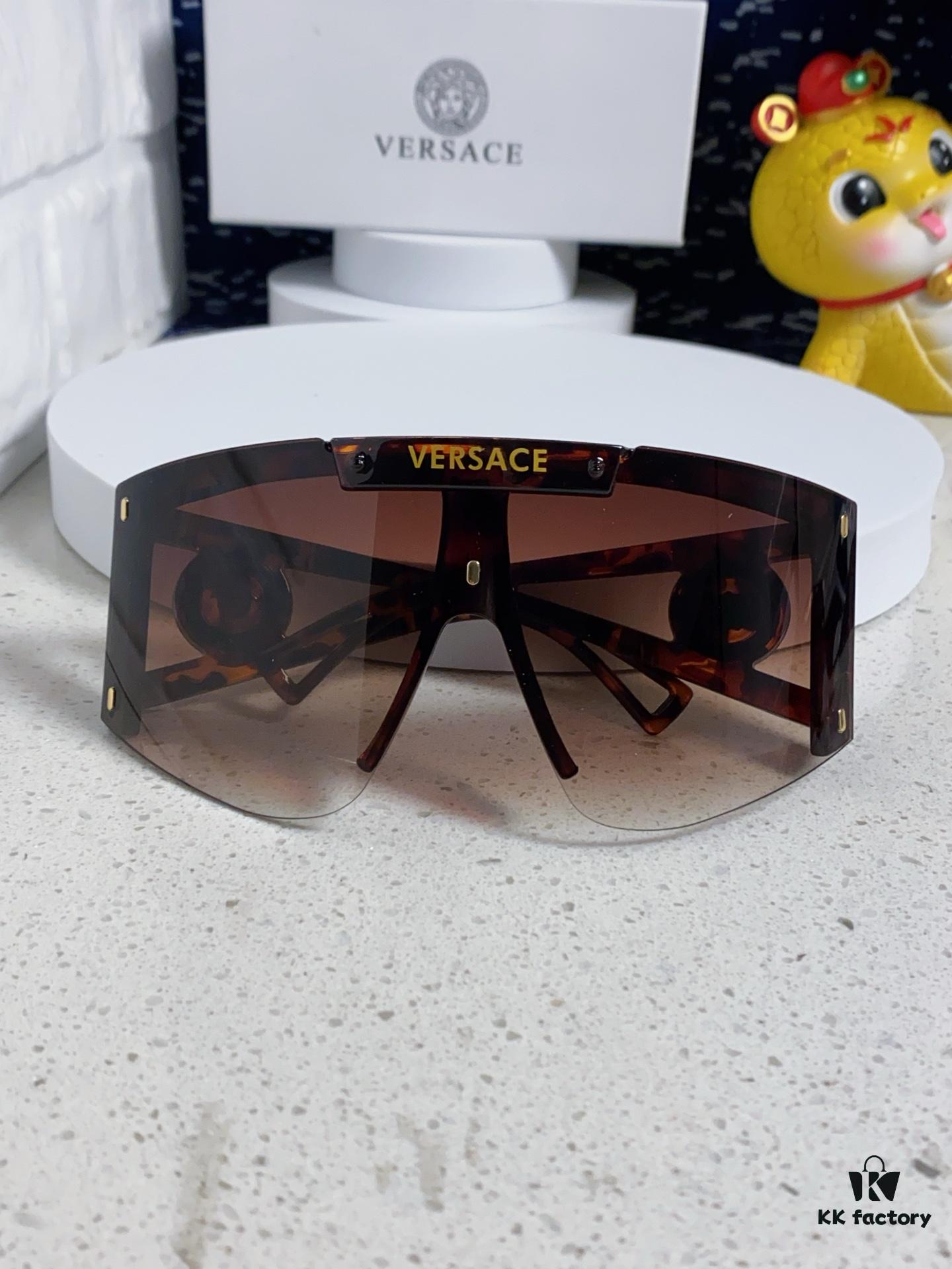 Versace 2025 New Arrival European and American Style One-Piece Oversized Hollow-Out Sunglasses, Fashionable Unisex Sun Glasses