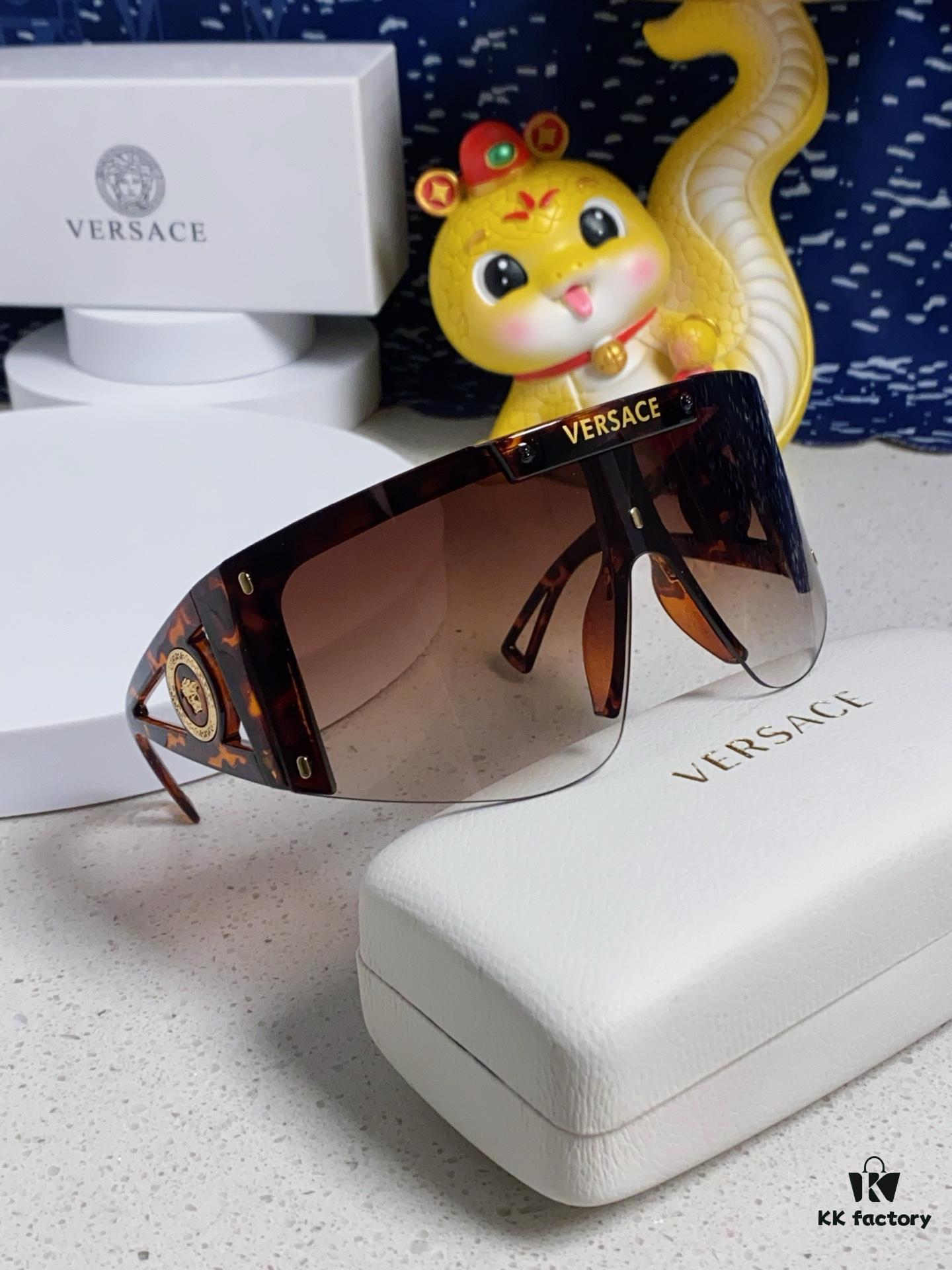 Versace 2025 New Arrival European and American Style One-Piece Oversized Hollow-Out Sunglasses, Fashionable Unisex Sun Glasses