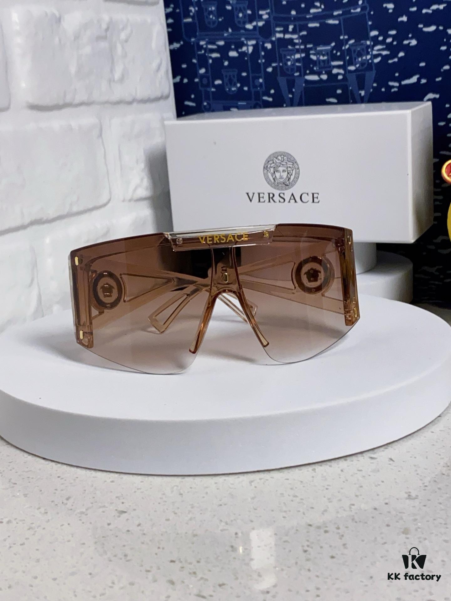 Versace 2025 New Arrival European and American Style One-Piece Fashion Sunglasses, Trendy Oversized Hollow-Out Sunglasses Unisex