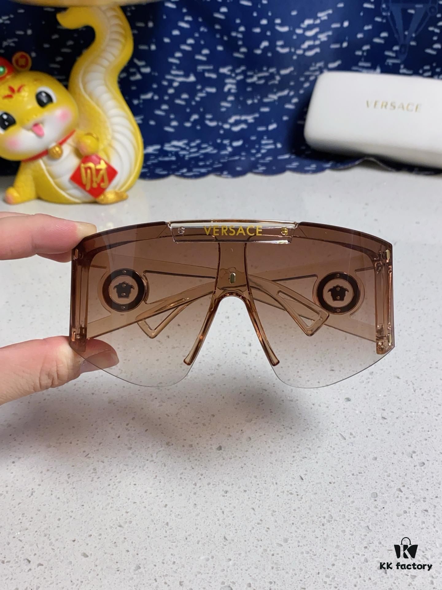 Versace 2025 New Arrival European and American Style One-Piece Fashion Sunglasses, Trendy Oversized Hollow-Out Sunglasses Unisex