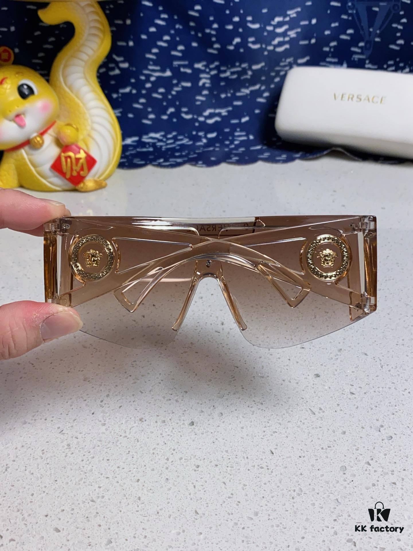 Versace 2025 New Arrival European and American Style One-Piece Fashion Sunglasses, Trendy Oversized Hollow-Out Sunglasses Unisex