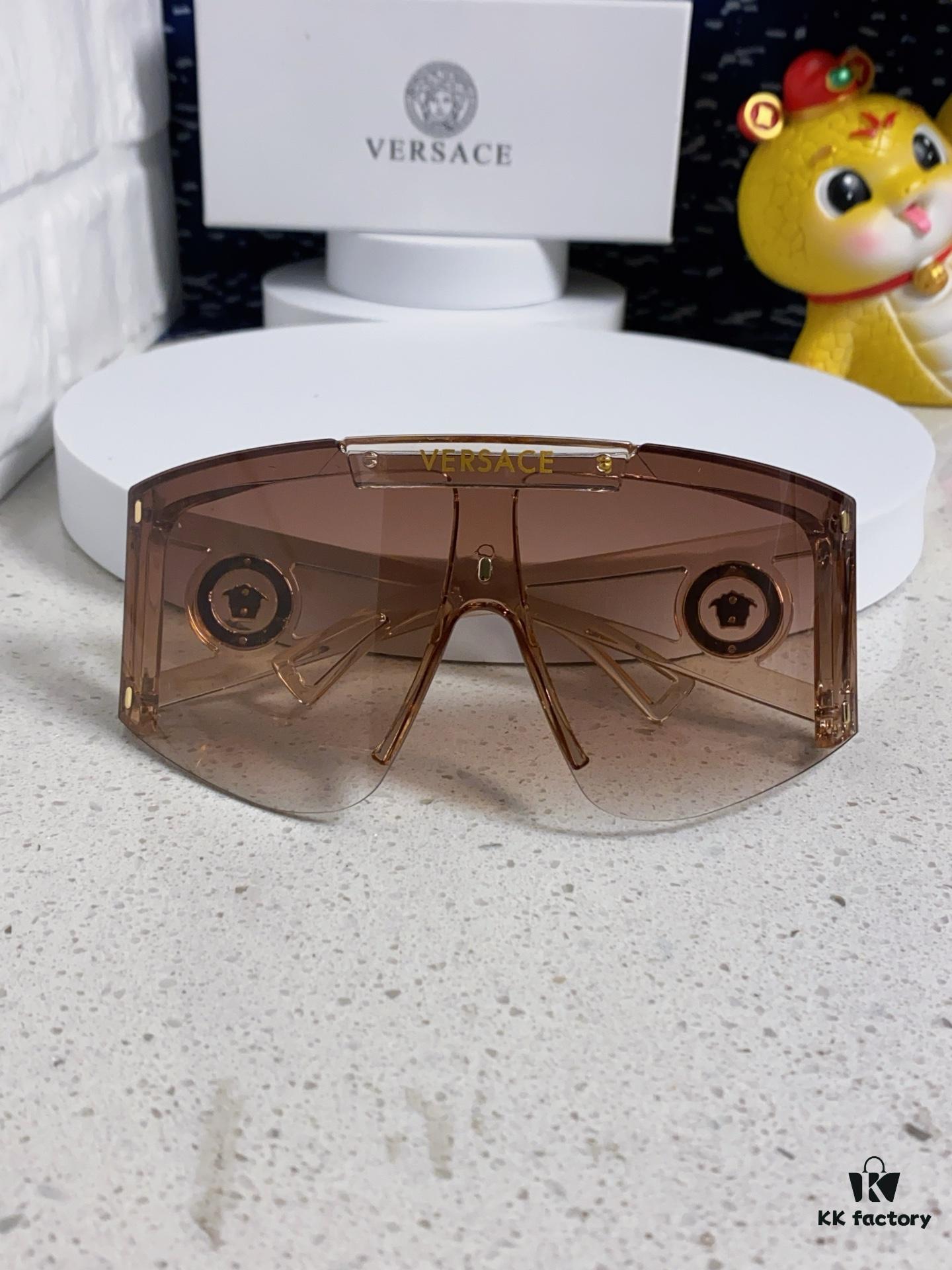 Versace 2025 New Arrival European and American Style One-Piece Fashion Sunglasses, Trendy Oversized Hollow-Out Sunglasses Unisex