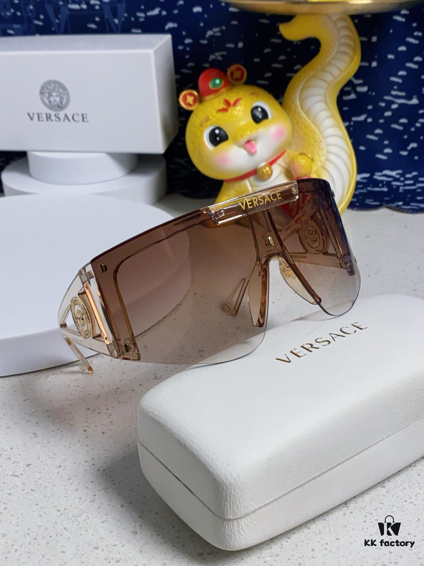 Versace 2025 New Arrival European and American Style One-Piece Fashion Sunglasses, Trendy Oversized Hollow-Out Sunglasses Unisex