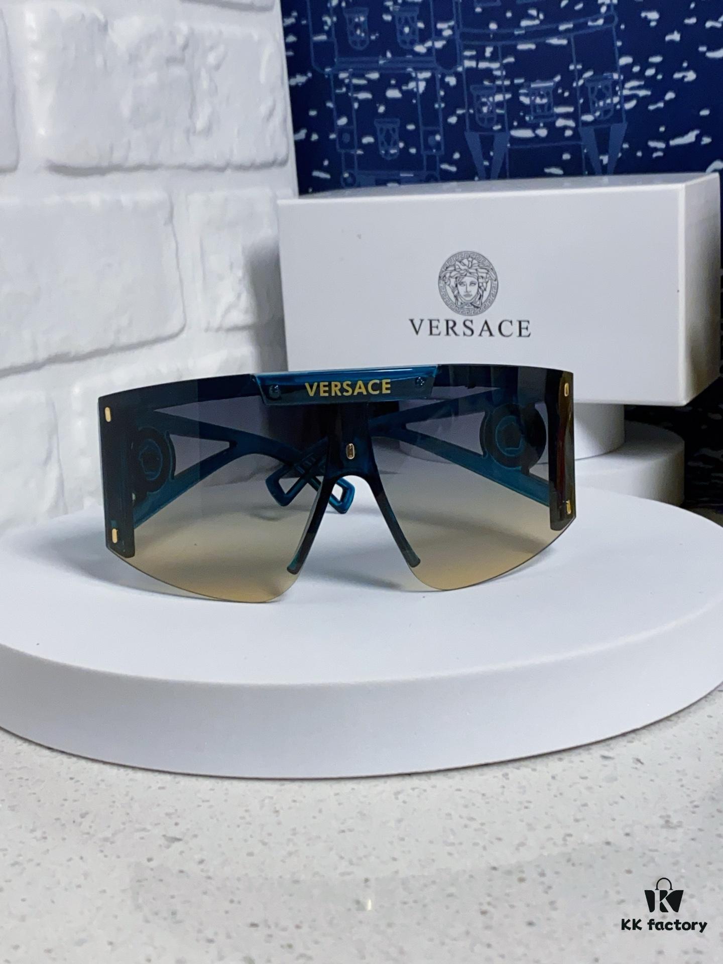 Versace 2025 New Arrival European and American Style One-Piece Sunglasses, Fashionable Oversized Hollow-Out Sunglasses for Men and Women
