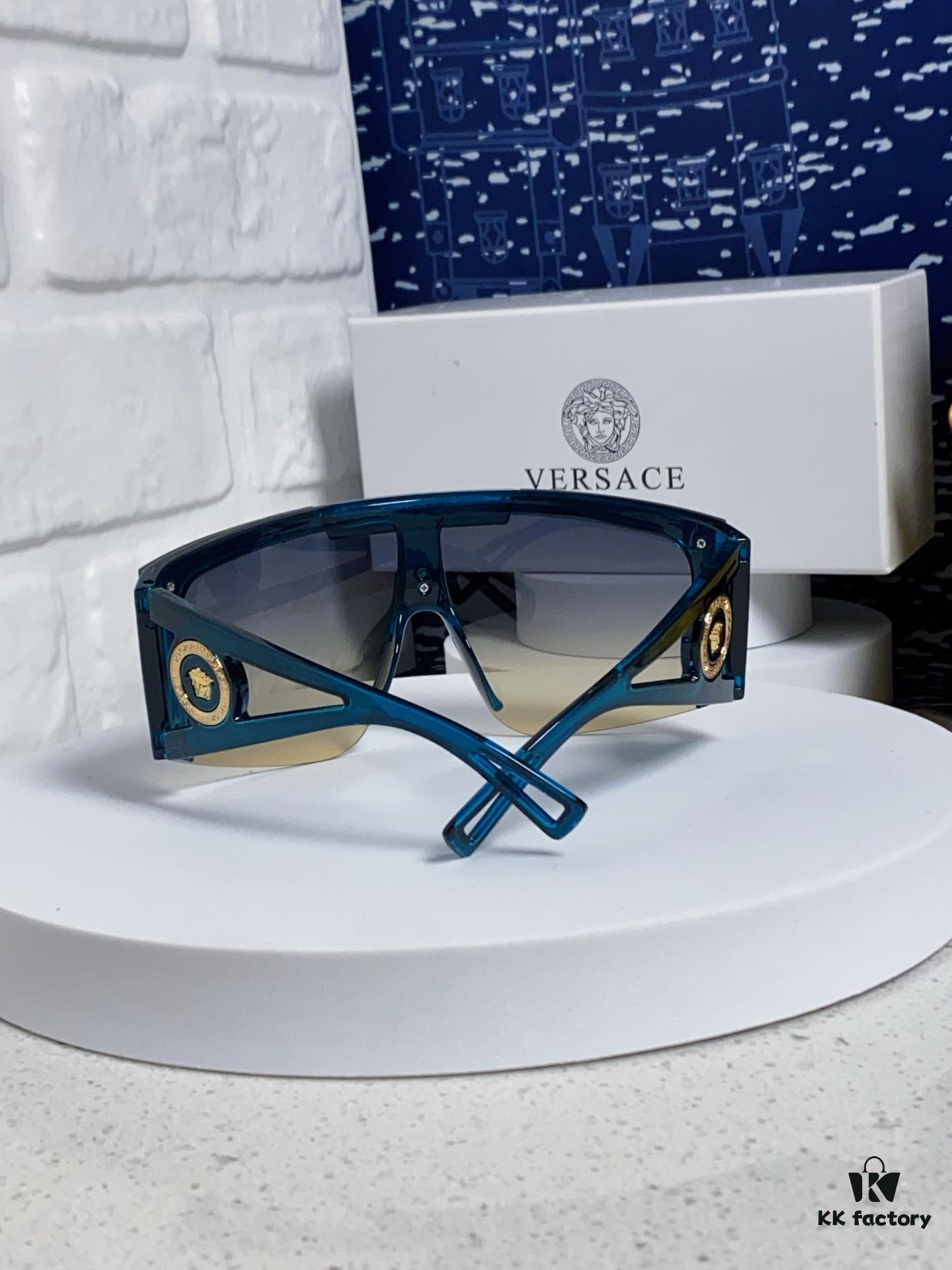 Versace 2025 New Arrival European and American Style One-Piece Sunglasses, Fashionable Oversized Hollow-Out Sunglasses for Men and Women