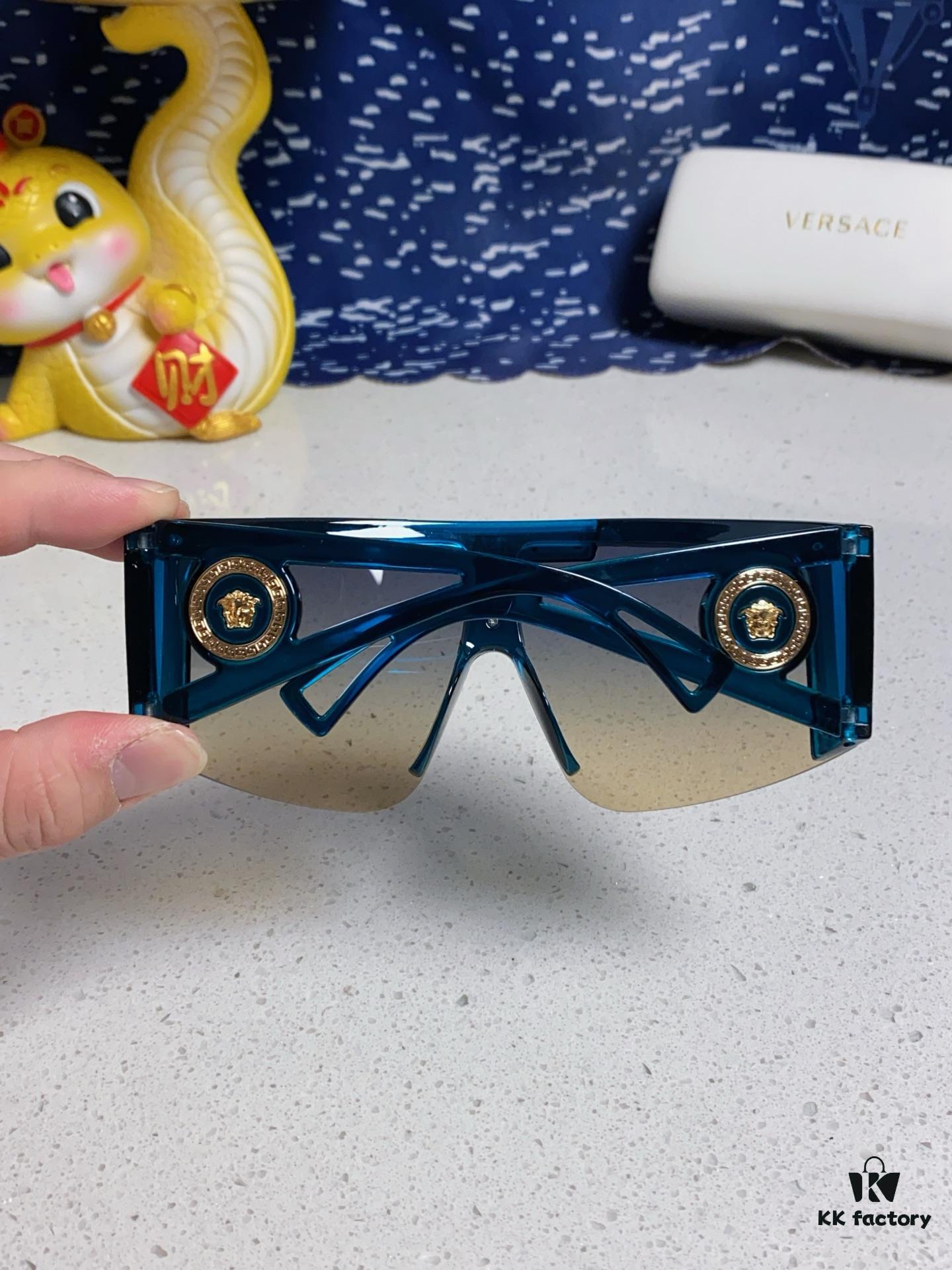 Versace 2025 New Arrival European and American Style One-Piece Sunglasses, Fashionable Oversized Hollow-Out Sunglasses for Men and Women