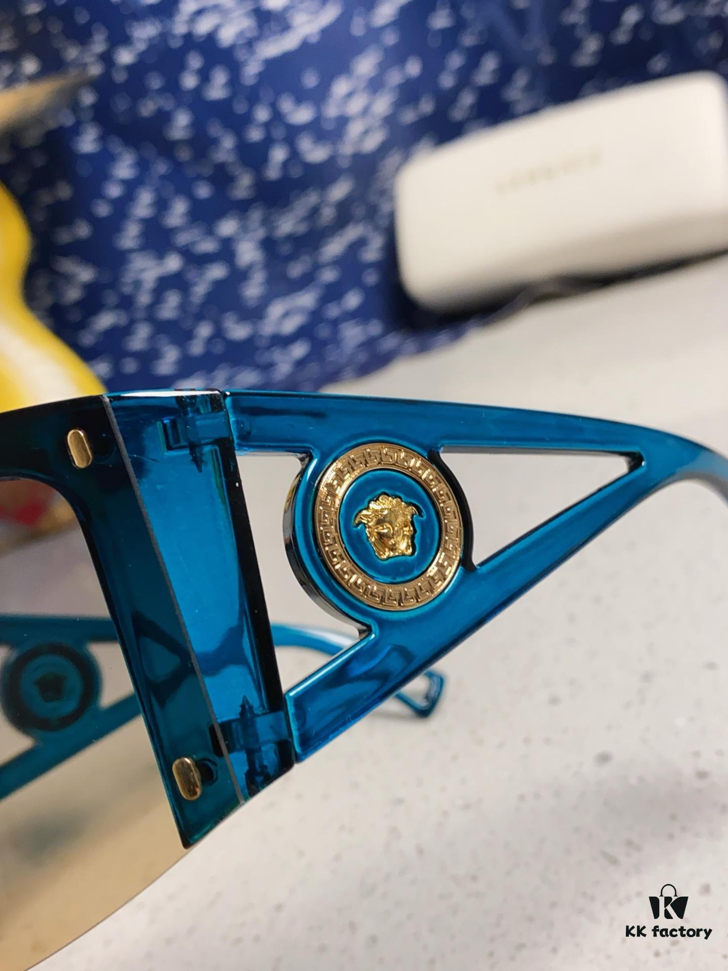 Versace 2025 New Arrival European and American Style One-Piece Sunglasses, Fashionable Oversized Hollow-Out Sunglasses for Men and Women