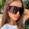 Versace 2025 New Arrival European and American Style One-Piece Oversized Sunglasses, Fashionable Trendy Hollow-Out Sun Glasses for Men and Women