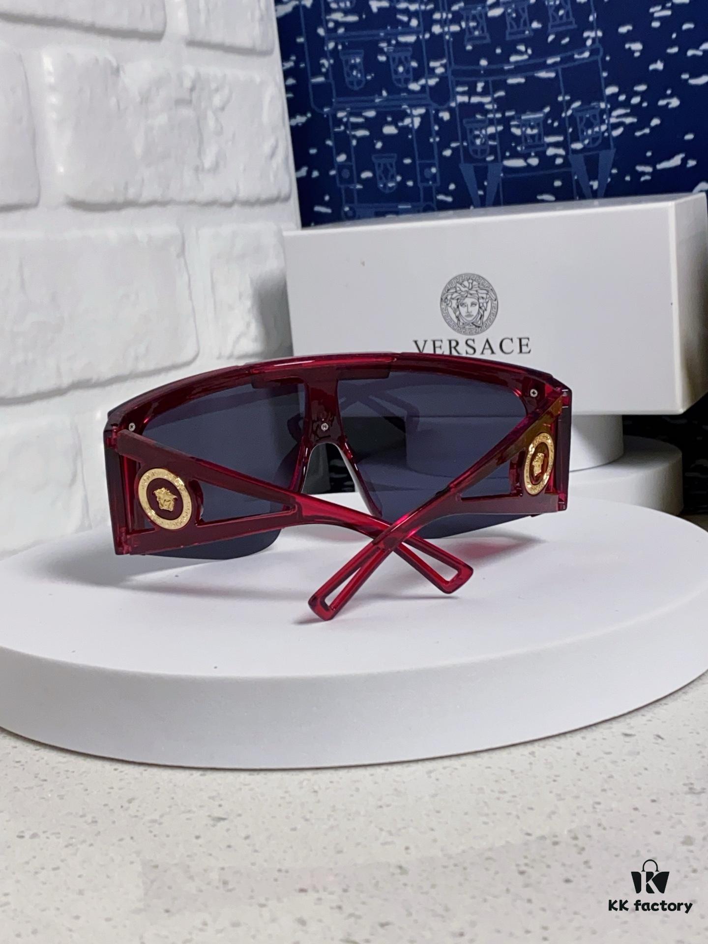 Versace 2025 New Arrival European and American Style One-Piece Oversized Sunglasses, Fashionable Trendy Hollow-Out Sun Glasses for Men and Women