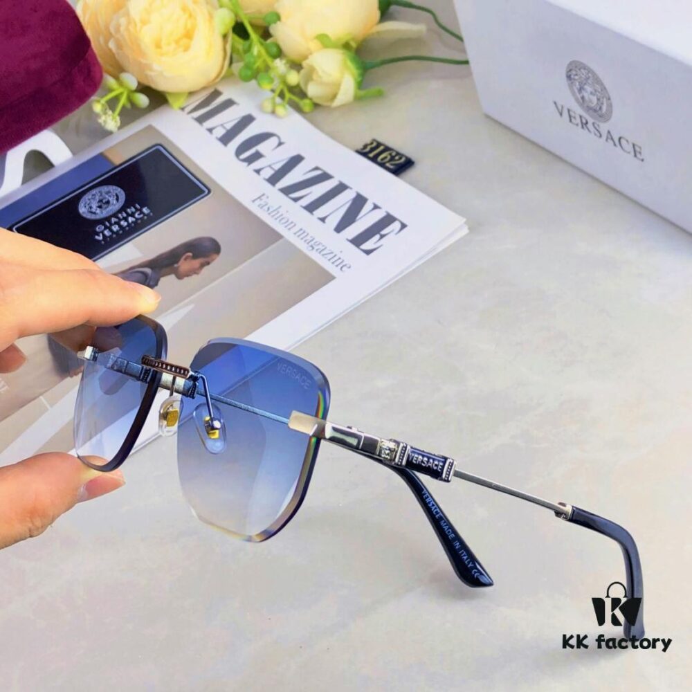 Versac* European and American Style Square Avant-garde Individualistic Small Frame Sunglasses Ins Frameless Ultra-Cool Trendy UV Protection Sunglasses