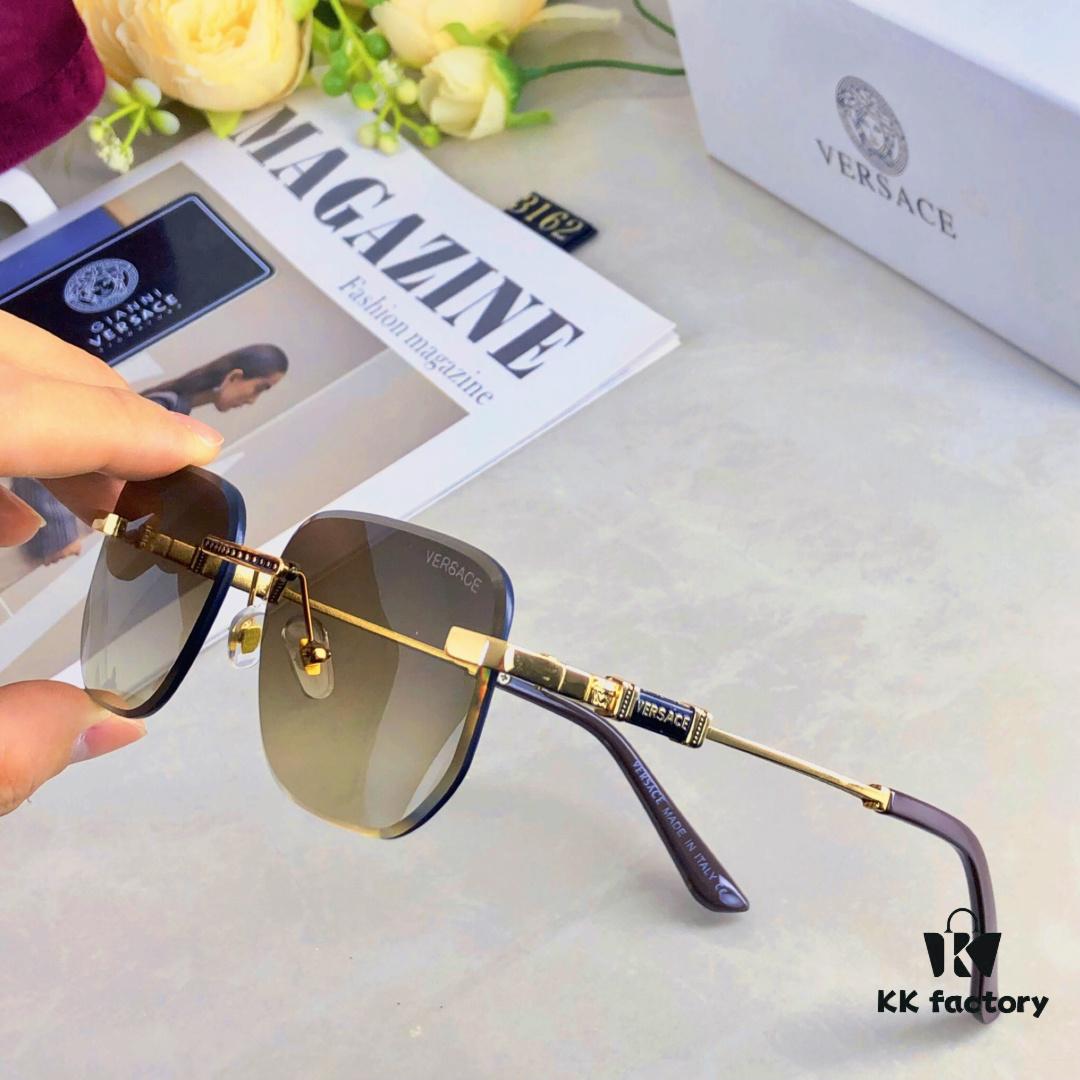 Versac* European and American Style Square Avant-garde Individualistic Small Frame Sunglasses Ins Frameless Ultra-Cool Trendy UV Protection Sunglasses