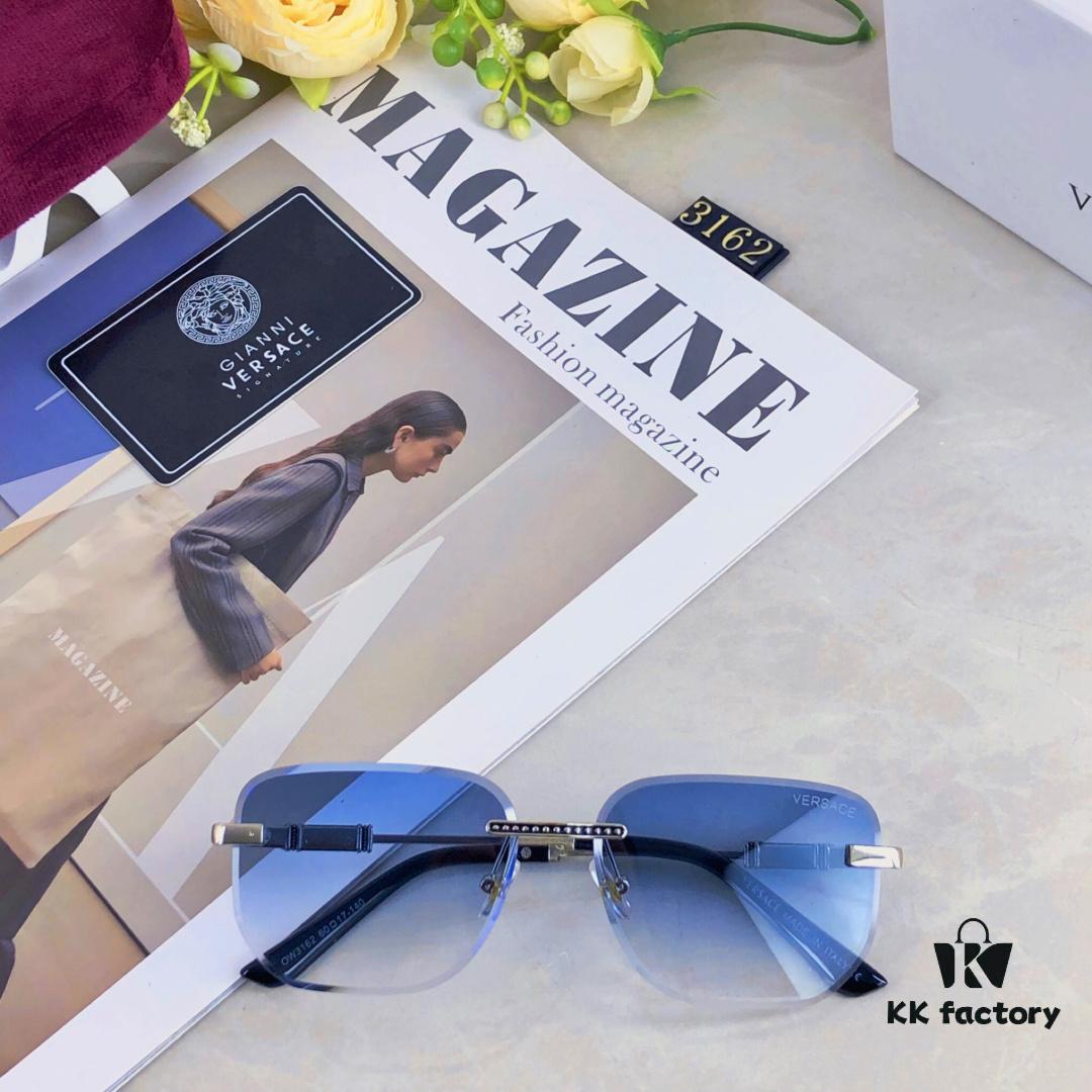 Versac* European and American Style Square Avant-garde Individualistic Small Frame Sunglasses Ins Frameless Ultra-Cool Trendy UV Protection Sunglasses