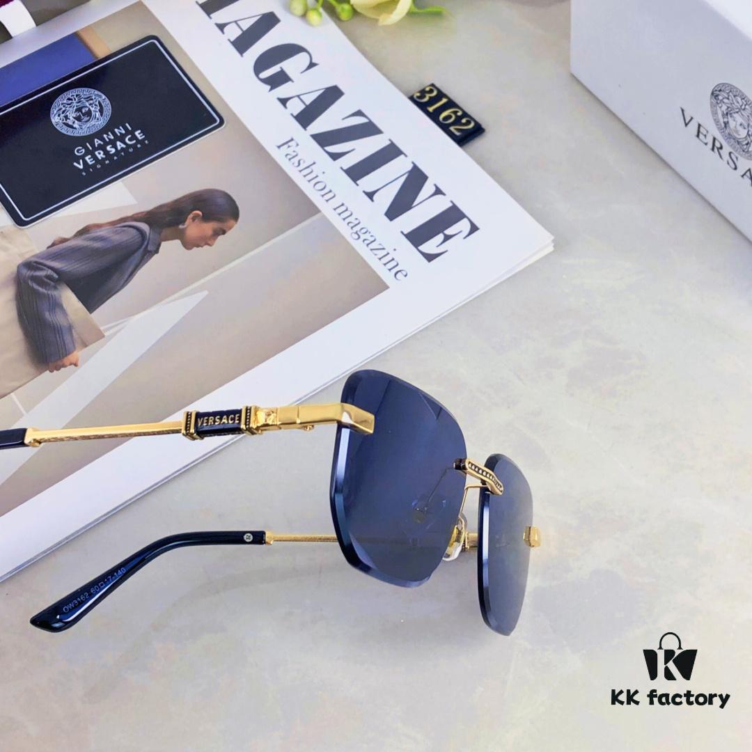 Versac* European and American Style Square Avant-garde Individualistic Small Frame Sunglasses Ins Frameless Ultra-Cool Trendy UV Protection Sunglasses