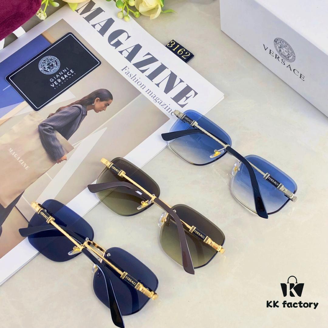 Versac* European and American Style Square Avant-garde Individualistic Small Frame Sunglasses Ins Frameless Ultra-Cool Trendy UV Protection Sunglasses