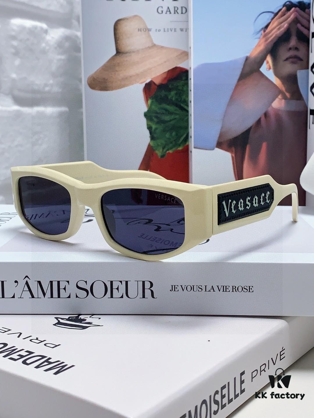 Versace 2025 New Arrival Small-Frame Sunglasses for Women, Stylish Letter Design Unisex Square Sunglasses, Retro and Unique Eyewear for Men and Women